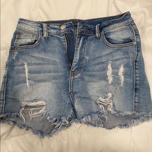 High waisted jean shorts